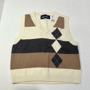 Happy Fella Kids Cream and Brown Argyle Vest